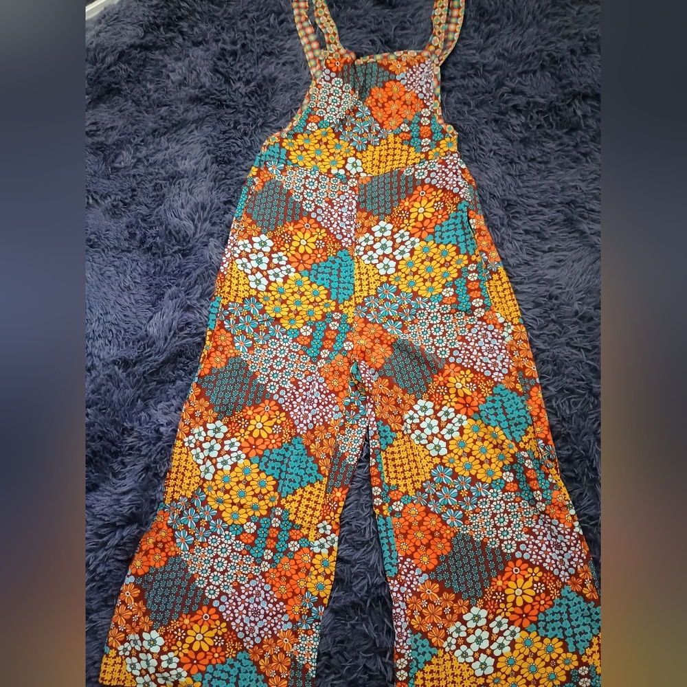 Colorful Retro Floral Patchwork Jumpsuit